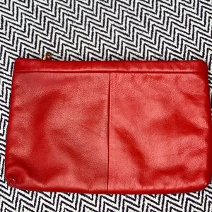 Preswick & Moore Red Leather Clutch Purse, Pre-owned